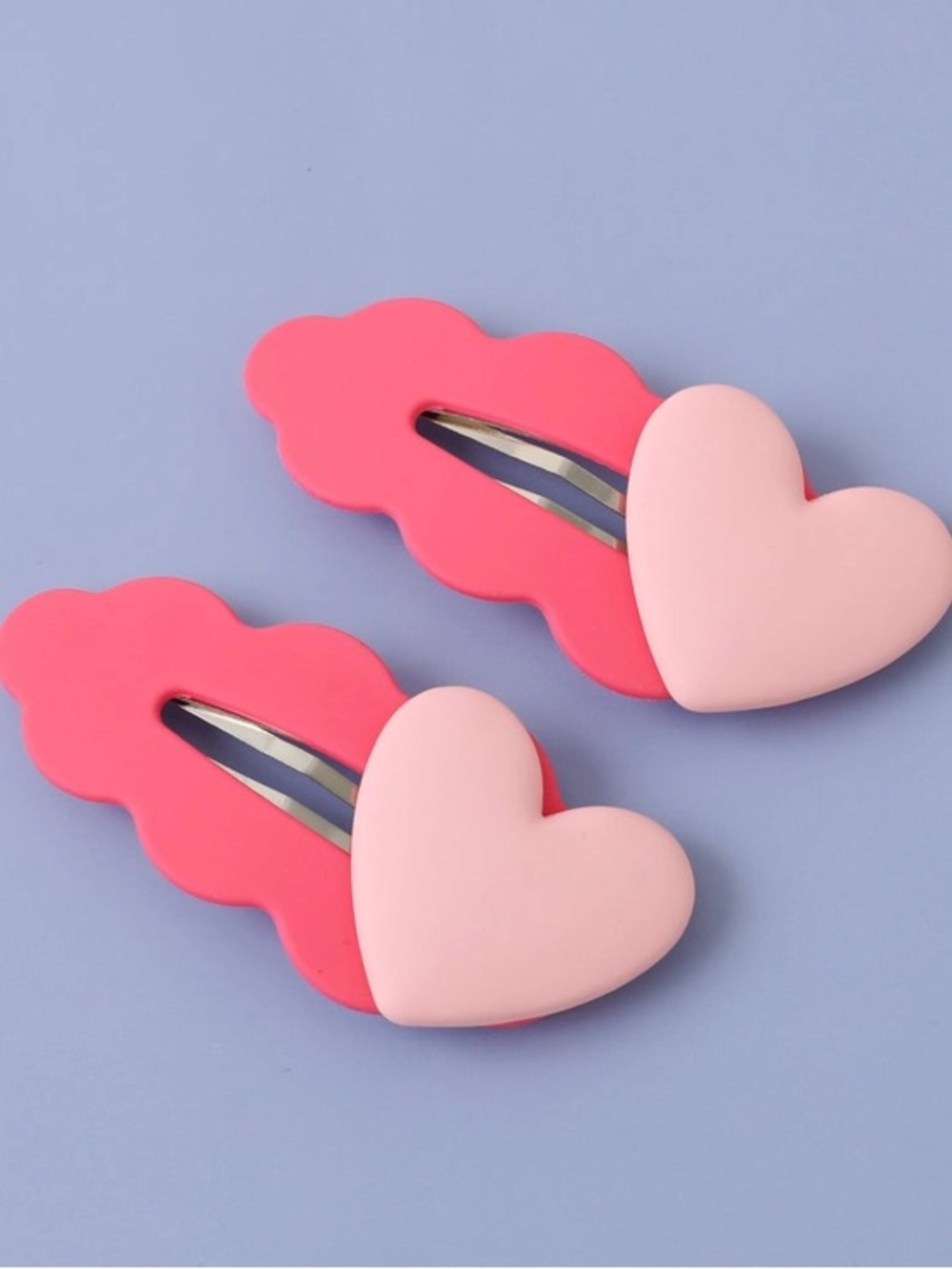 Kids Heart & Cloud Pink Hair Clips - Pack of 2